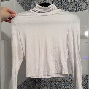 SHEIN Pale Pink Long-Sleeve Turtleneck Crop Top